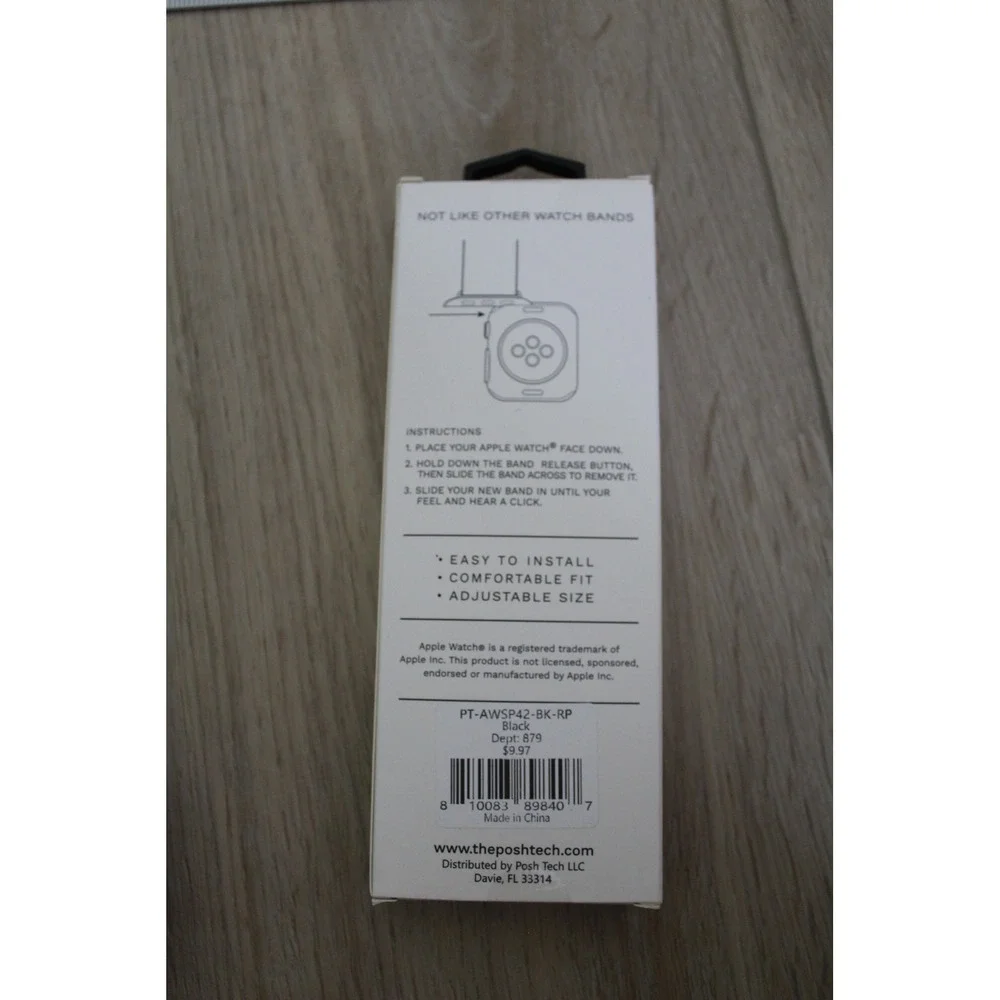 Posh Tech Black Silicone Watch Band for Apple Watch 44 45 46 49mm NIB